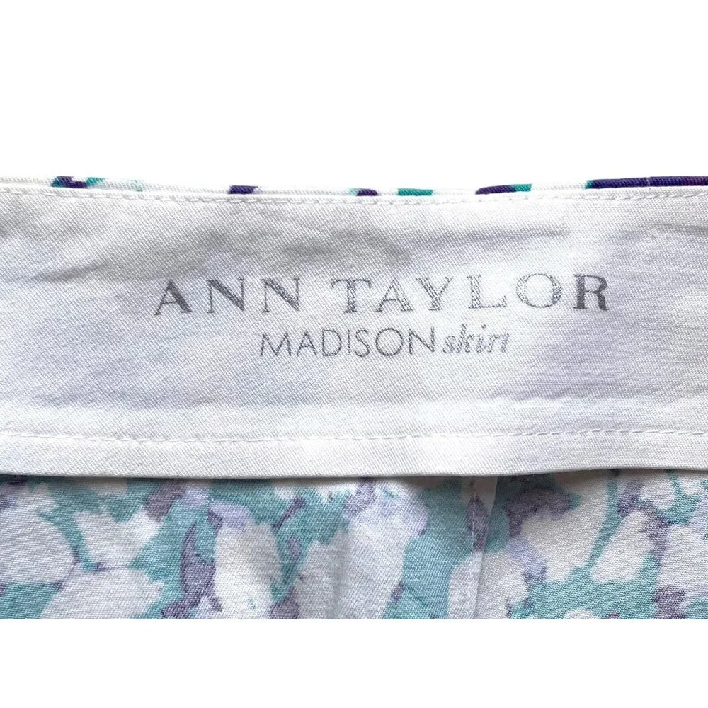 Ann Taylor Skirt Womens 14‎ Purple White Teal Short Casual Madison Zip Closure